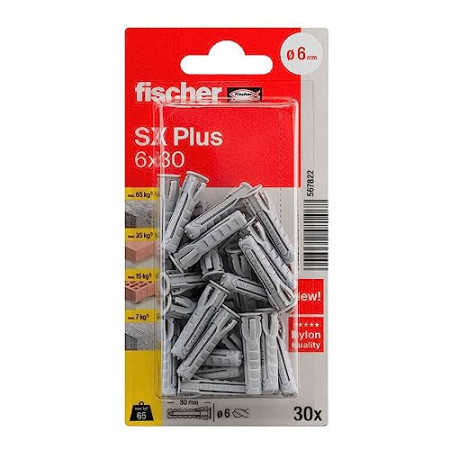 Chevilles Nylon Fischer SX 6 x 30 Blister de 30