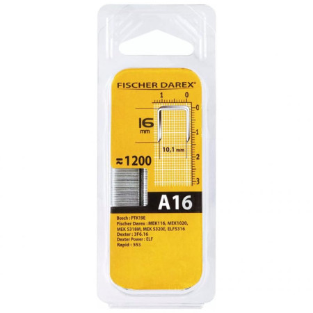 Agrafes Galvanisées Fischer Darex Type A 16mm Boîte de 1200