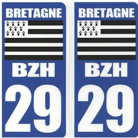 Autocollant Bretagne BZH 29 - Drapeau Breton Finistère