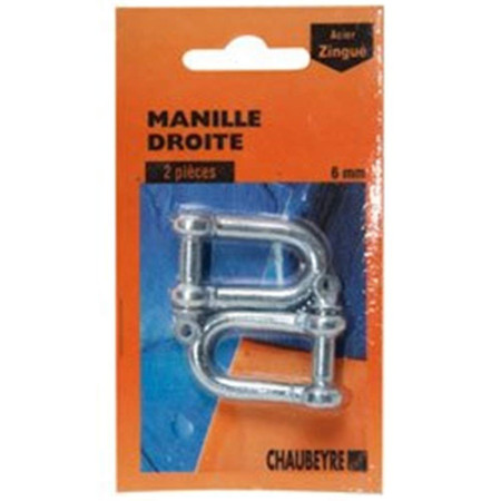 Quincaillerie Bâtiment Chaubeyre Manille Droite Acier Zingué 6mm