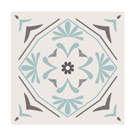 Stickers Carreaux de Ciment - Vert Motif 3 (Lot de 6)