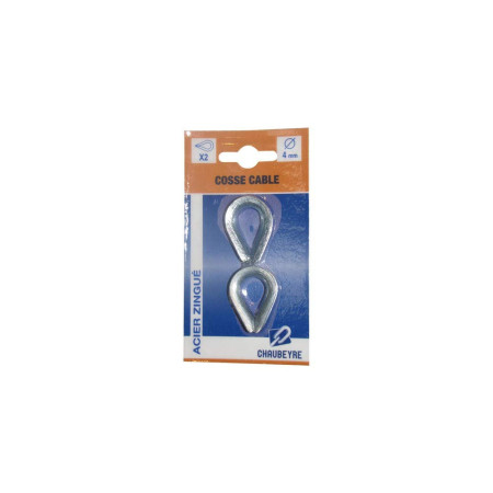 Cosse Câble DIN 6899B 4mm Acier Zingué Lot de 2