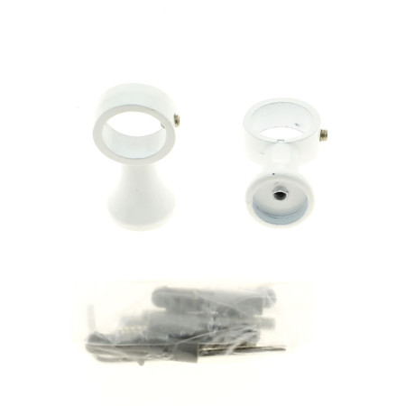 Rideaux avec Supports Blancs en Métal Lot de 2