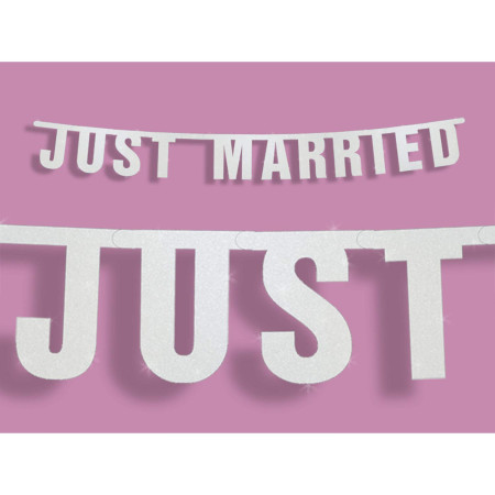 Bannière Mariage Just Married Partydeco - Blanc