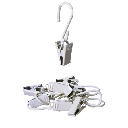 Clips Rideaux Blancs Métal Robuste 8 Pièces