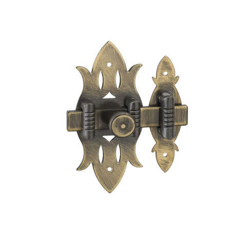 Verrou de Meuble Thirard Rustique Laiton Patiné 40x90mm