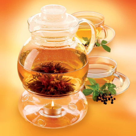 Théière en Verre 1.5L avec Réchauffeur