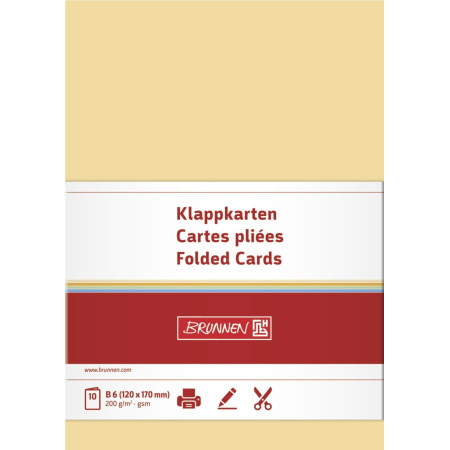 Cartes doubles B6 Brunnen - Papier crème, 120 x 170 mm
