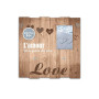 Cadre Mural 3 Pinces Photos "Amour" Bois Rustique 35x35cm