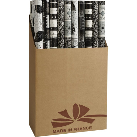 Papier cadeau Noir & Blanc - 50 rouleaux - Design élégant
