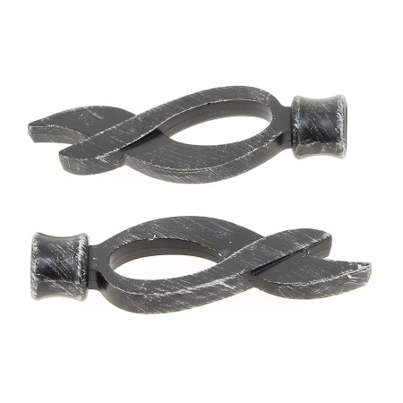 Rideaux avec Embouts Torsadés NoirArgent