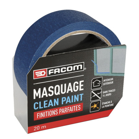 Ruban de Masquage FACOM Clean Paint Bleu 20m x 38mm
