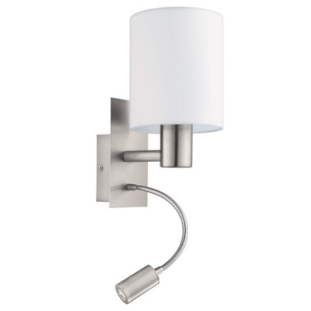 Applique Murale PASTERI E27 Nickel Mat & Textile Blanc