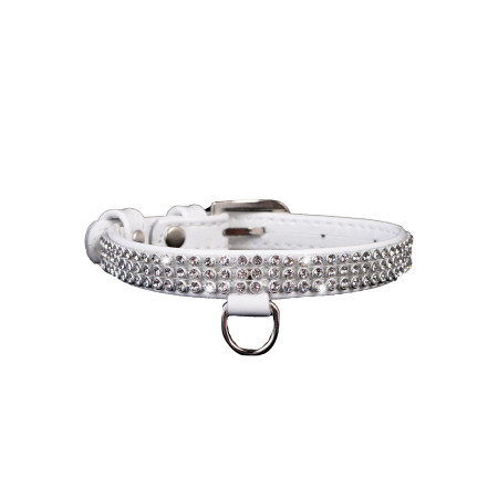 Collier Chien Brilliance 3334 Strass Noir 12mm 21-29cm