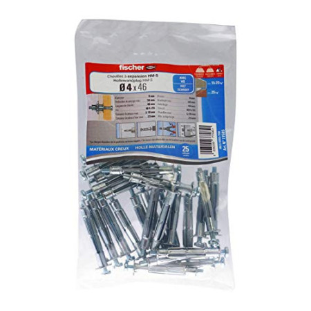 Set de 25 ClousVis et Fixations Fischer 4 x 46 cm, Gris