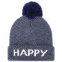 Bonnet Pompon Happy Bleu Marine - Tricot Douillet