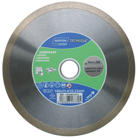 Disque Diamant Carrelage Norton 180x25,4mm Carro 500