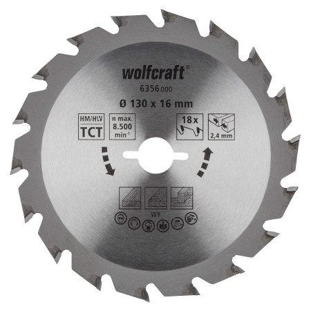Lame Scie Circulaire WOLFCRAFT 130mm x 16mm 18 Dents 6356000