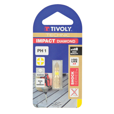 Embouts de Vissage Tivoly Impact Diamond PH1 Vis Philips