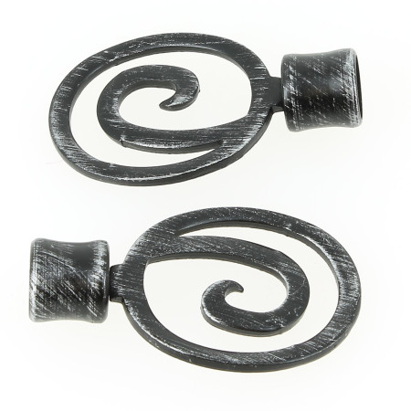 Rideaux Embouts de Tringle Tourbillon NoirArgent Fer Forgé