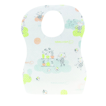 Bavoir Bébé Confort Imperméable Motif Chat - Poche Ramasse-Miettes