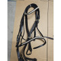 BRIDON CHEVAL CUIR TRESSE BLANC DOUBLE RENES CUIRNOIR