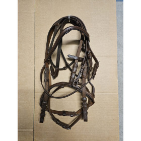 BRIDON CHEVAL CUIR RENES TISSUMARRON