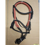 BRIDON PONEY CUIR AVEC RENES ROUGE AUTOAGRIPANTESNOIR
