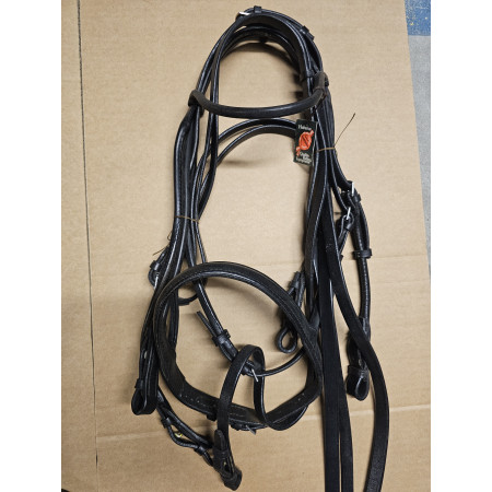 BRIDON PONEY CUIR AVEC RENESNOIR HUBERTUS