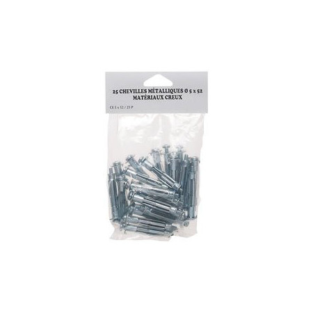 Cheville Plaque CE 5x52mm Fixation Murale 25 Pièces
