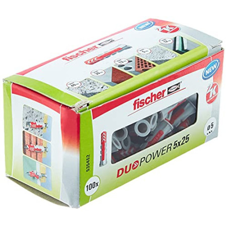 Chevilles Fischer DuoPower 5x25 Tous Matériaux Boite 100