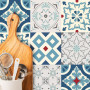 Stickers Carreaux de Ciment - Vert Motif 3 (Lot de 6)