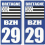 Autocollant Bretagne BZH 29 - Drapeau Breton Finistère