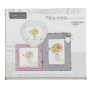 Cadre Photo Pêle-Mêle à Poser 3 Photos Esprit Charme Taupe, Blanc & Rose