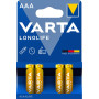 Piles Alcalines Varta Longlife AAA x4 LR03
