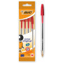 BIC Cristal Original Stylos-Bille Pointe Moyenne Rouge - Pochette de 4