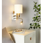 Applique Murale PASTERI E27 Nickel Mat & Textile Blanc