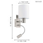 Applique Murale PASTERI E27 Nickel Mat & Textile Blanc