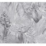 Papier Peint Intissé Tropical Feuilles Gris 10x0,53m