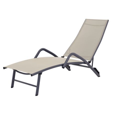Bain de soleil Cuba 166,5x57,5x87cm acier/textile lin - INVENTIV