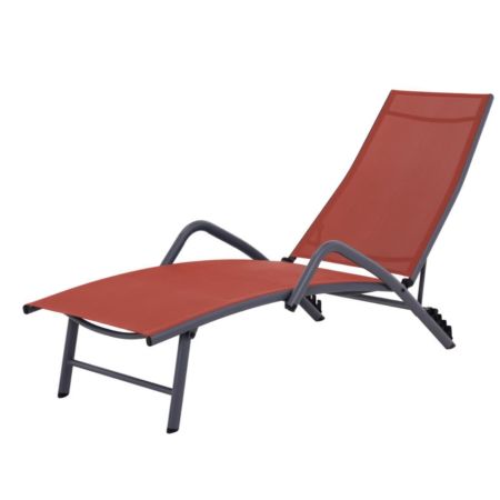 Bain de soleil Cuba 166,5x57,5x87cm acier/textile brique - INVENTIV