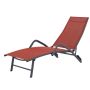Bain de soleil Cuba 166,5x57,5x87cm acier/textile brique - INVENTIV