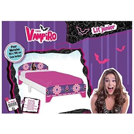 Chica Vampiro Lit Junior pour Matelas 90x190cm, Bois, Mauve, 192x96x65 cm