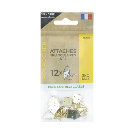 CEANOTHE LOT DE 12 ATTACHES TRIANGULAIRES 12 MM POUR 3 KG - MARQUE FRANÃ‡AISE