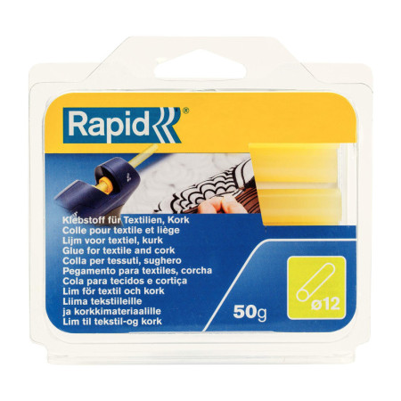 RAPID - Colle thermofusible pour cuir, Jaune, Ø12MM, 50G
