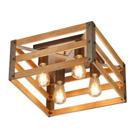 Plafonnier KHAN TRIO - Bois & Métal - Style Industriel