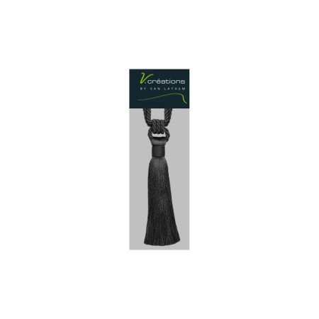 MADECOSTORE EMBRASSE À RIDEAUX CLASSIQUE LIEN TORSADÉ ET POMPON - NOIR