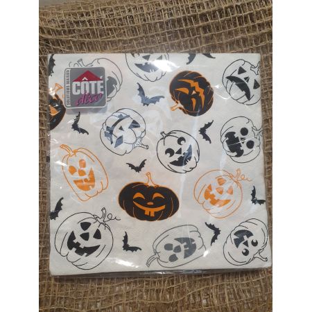 SERVIETTE EN PAPIER HALLOWEEN BLANCHE