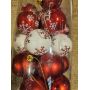 SET DE BOULES DE NOEL BLANC ET ROUGE FLOCONS