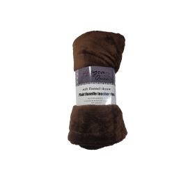 DMO- PLAID FLANELLE TOUCHER DOUX MARRON-127*152CM - 100% POLYESTER